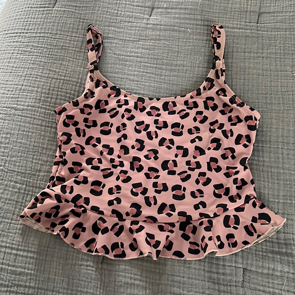 Leopard Print Pink Swim Top